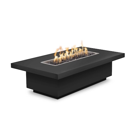 The Outdoor Plus 48 Rectangular Fremont Fire Table, Powder Coated Metal, Black, Liquid Propane OPT-FRMPC4815E12V-BLK-LP